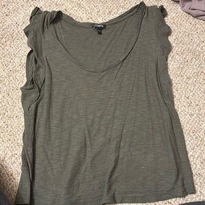 Green Women's Express top flutter sleeves